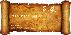 Pittinger Gyula névjegykártya